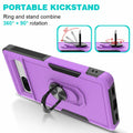 Byvowta Shockproof Case Google Pixel 7a Purple 1 Pack Built-in Ring Kickstand