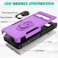 Byvowta Shockproof Case Google Pixel 7a Purple 1 Pack Built-in Ring Kickstand
