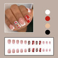 24 Pcs Christmas Press On Nails Medium Square Purple 5D Emboss Matte