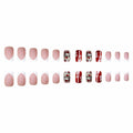 24 Pcs Christmas Press On Nails Medium Square Purple 5D Emboss Matte