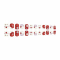 24 Pcs Christmas Press On Nails Short Square Red Acrylic False Nails
