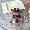 Christmas Acrylic Press On Nails Short Square Red Full Cover Cute Elk Glitter