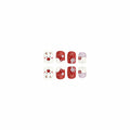 24 Pcs Christmas Press On Nails Short Square Red Acrylic False Nails