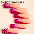 RIICFDD Fall Press On Nails Long Square Haze Blue 24 Pcs