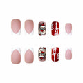 24 Pcs Christmas Press On Nails Medium Square Purple 5D Emboss Matte