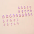 Press On Nails Purple Flower Design Fake Nail Art Manicure 30 Pcs