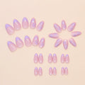 Press On Nails Purple Flower Design Fake Nail Art Manicure 30 Pcs
