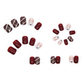 Christmas Acrylic Press On Nails Short Square Red Full Cover Cute Elk Glitter