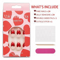 Valentine's Day Press On Nails Red French Tip Heart Design 24PCS Medium Size