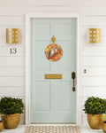 Amoxx Wooden Door Sign Owl Fall Wreath 10in Amber Orange Maple Leaves