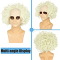 WeKen Unisex Short Bald Wig Halloween Cosplay White Mixed Light Green