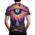 Girren Men's Psychedelic Eyes Graphic T-Shirt Black 2XL Size 2XL