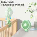 Lerat Portable Stroller Fan 3-Speed Rechargeable Clip-On Green
