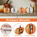Popest 4 PCS Fall Pumpkin Decor Wood Sign Block Set White Farmhouse