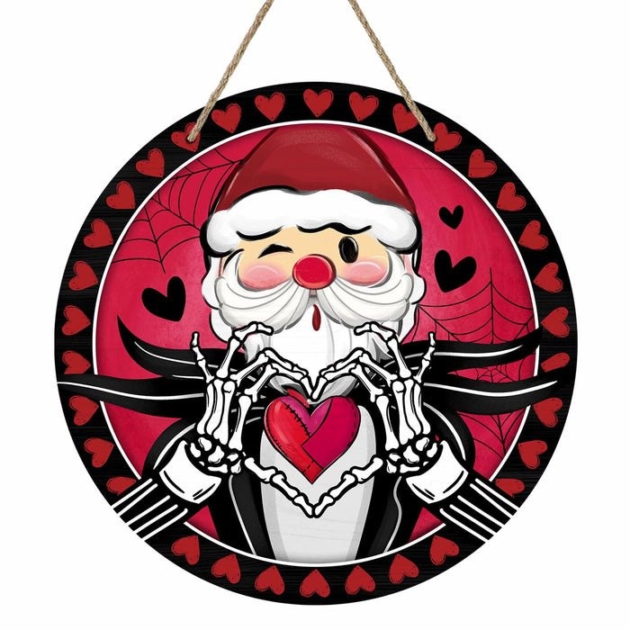 Bolisom Valentines Day Wood Door Sign Red Black Hearts Outdoor Porch Decor