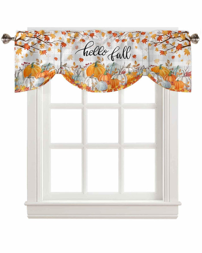 RisQiten Hello Fall Tie Up Valance Curtains Orange 60x18