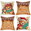 Fahrendom Christmas Bear Deer Throw Pillow Covers 18x18 Set of 4 Pink