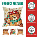 Fahrendom Christmas Bear Deer Throw Pillow Covers 18x18 Set of 4 Pink