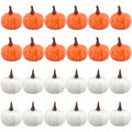 Reicyfang 24 Pcs Mini Artificial Pumpkin Decor Rustic Harvest Orange Set
