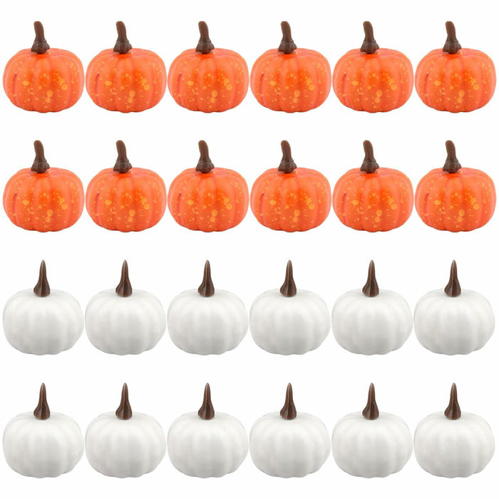 Reicyfang 24 Pcs Mini Artificial Pumpkin Decor Rustic Harvest Orange Set