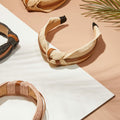 Glamlily Woven Knotted Headbands with Faux Leather Accents 4 Pack Multi