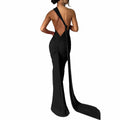 Women's Sexy Open Back Bodycon Maxi Dress Sleeveless Black Size S