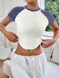 Women's Short Sleeve Crewneck Slim Fit White T Shirt Size M