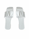 Verdusa Women's Square Toe Ruched Flat Slip On Sandals White Size 7.5