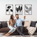 Black Metal Leaf Wall Art 3-Piece Modern Minimalist Decor Home Office