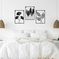 Black Metal Leaf Wall Art 3-Piece Modern Minimalist Decor Home Office