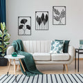 Black Metal Leaf Wall Art 3-Piece Modern Minimalist Decor Home Office