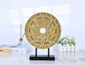 Geometric Mandala Sculpture Black Gold Round Art Decor for Shelf Table Office