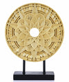 Geometric Mandala Sculpture Black Gold Round Art Decor for Shelf Table Office