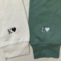 GODMERCH Embroidered Heart Sweatshirt Personalized Initial Sand Size M
