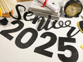 Oudain Glitter Senior 2025 Graduation Cap Banner Congrats Grad Blue