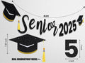 Oudain Glitter Senior 2025 Graduation Cap Banner Congrats Grad Blue