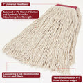 Matthew Cleaning 20oz Cotton Floor Mop Refill 6Pack White Heavy Duty