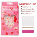 Valentine's Day Short Almond Fake Nails Red Heart White Dots 24Pcs