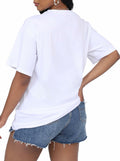 LovelyWholesale Womens Oversized Graphic Tee Short Sleeve White Size M