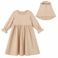 Muslim Baby Girl Abaya & Hijab Set 2pc Long Sleeve Kaftan Dress 6-12M