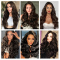 BHF 20in Wavy Clip In Synthetic Hair Extensions Full Head 6pcs Dark Brown