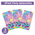 3 PCS Hippy Rainbow Disposable Plastic Tablecloth Rectangle Multicolor
