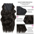 BHF 20in Wavy Clip In Synthetic Hair Extensions Full Head 6pcs Dark Brown