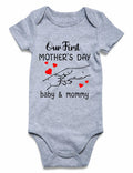 Funnycokid Baby Mother's Day Outfit Our First Mother's Day, Gray,  0-3 Months