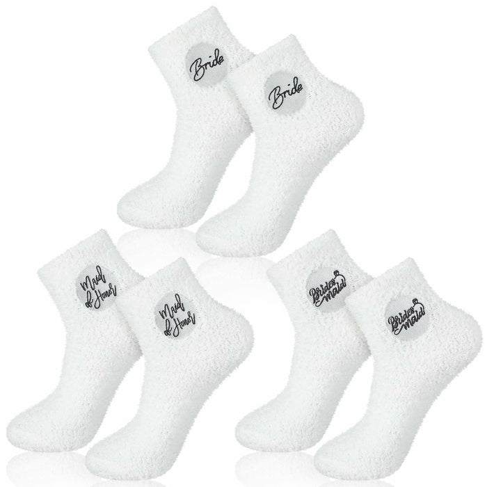 Skicuff 3 Pairs Bridesmaid Fuzzy Coral Fleece Socks Women Wedding Gifts