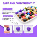 96PCS 15mm Silicone Beads Kit 19 Colors Round DIY Crafts Bracelet Necklace