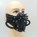 Ubauta Steampunk Leather Mask Adjustable Rivets Tubular Design Black