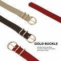 Earnda Women's Faux Leather Waist Belt Red Gold Buckle Large Size L