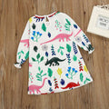 Adorable Girls Toddler Long Sleeve Cotton Dress Cartoon Bird 6T