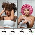 Satin Bonnet 2 Pack Silk Hair Bonnets Black Peacock Blue Pink